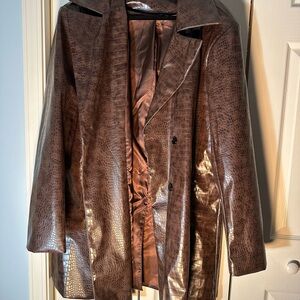 Giovanco NWT Brown Faux Leather Trench Coat
